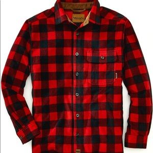 Venado Bonfire Fleece Red & Black Buffalo Check Shirt Size Large